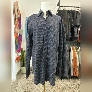 Lacoste Men's Navy Cotton Checkered Shirt